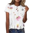 thumbnail image 2 of Babysbule Women Summer Tops Shirts Women's Fashion Printed Round Neck Short Sleeve T-shirt Blouse Loose Tops, 2 of 4