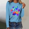 thumbnail image 2 of Women's Graphic Long Sleeve Tops Funny Print Crew Neck Casual Loose Sweatshirts Valentine Day Tee Gift to Ladies(Blue,XXL), 2 of 5