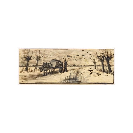 Ox-Cart in the Snow, from a Series of Four Drawings Representing the Four Seasons Print Wall Art By Vincent van