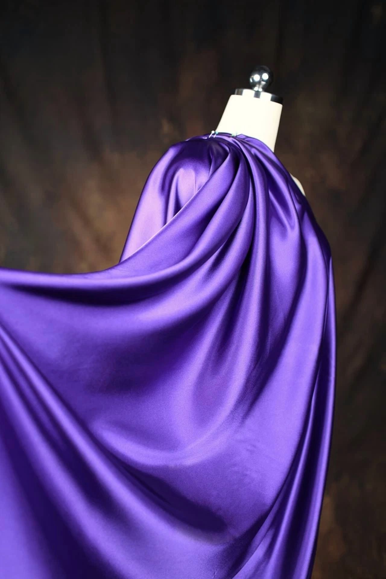 BUTTERFLY- Purple Satin Charmeuse Fabric By The Yard 658