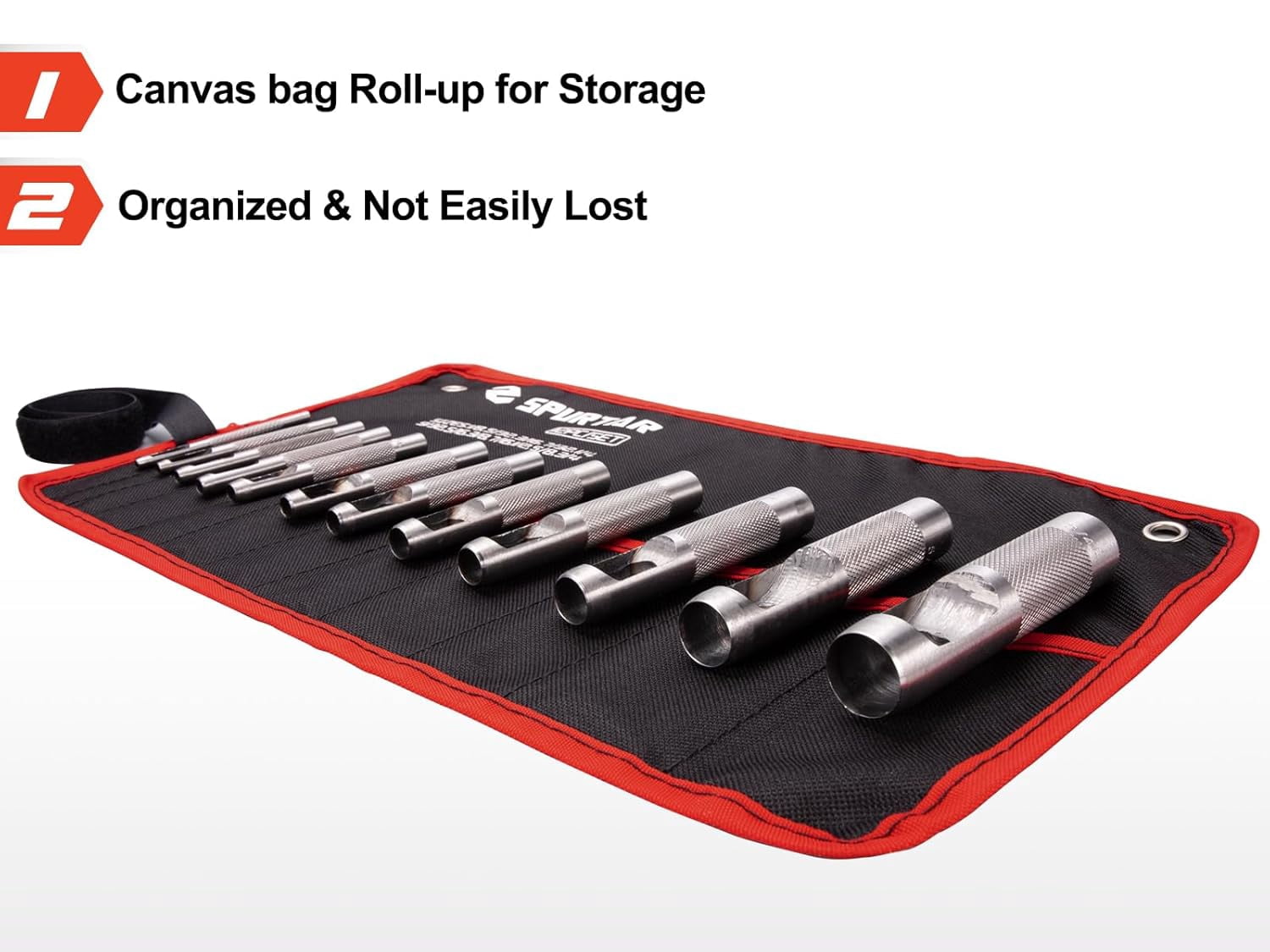 Steel Hollow Leather Punch Set Heavy Duty Round Hole Punch Tool for Watch Cloth Belt Gaskets with Storage Bag