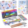 thumbnail image 1 of Set de pintura de acuarela Caliart 128 colores con pinceles y estuche, 1 of 8