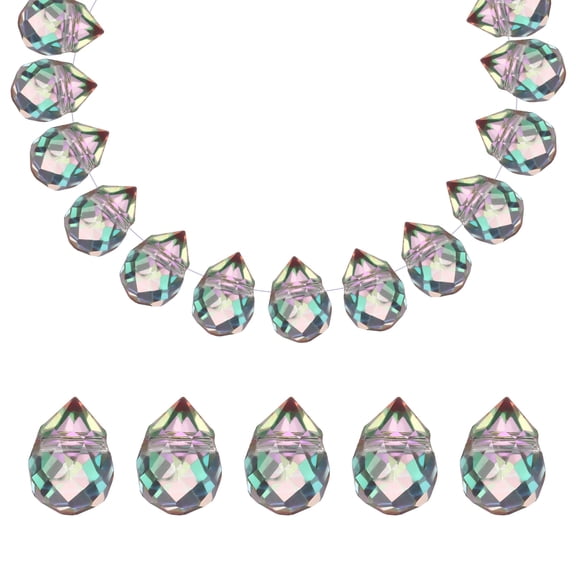 Uxcell 50 Pcs Faceted Teardrop Crystal Beads, Top Drilled Glass Beads Colorful Crystal Shiny Teardrop Dangle Charms for DIY Craft Necklace Bracelet Earring Jewelry Making, Pale Purple