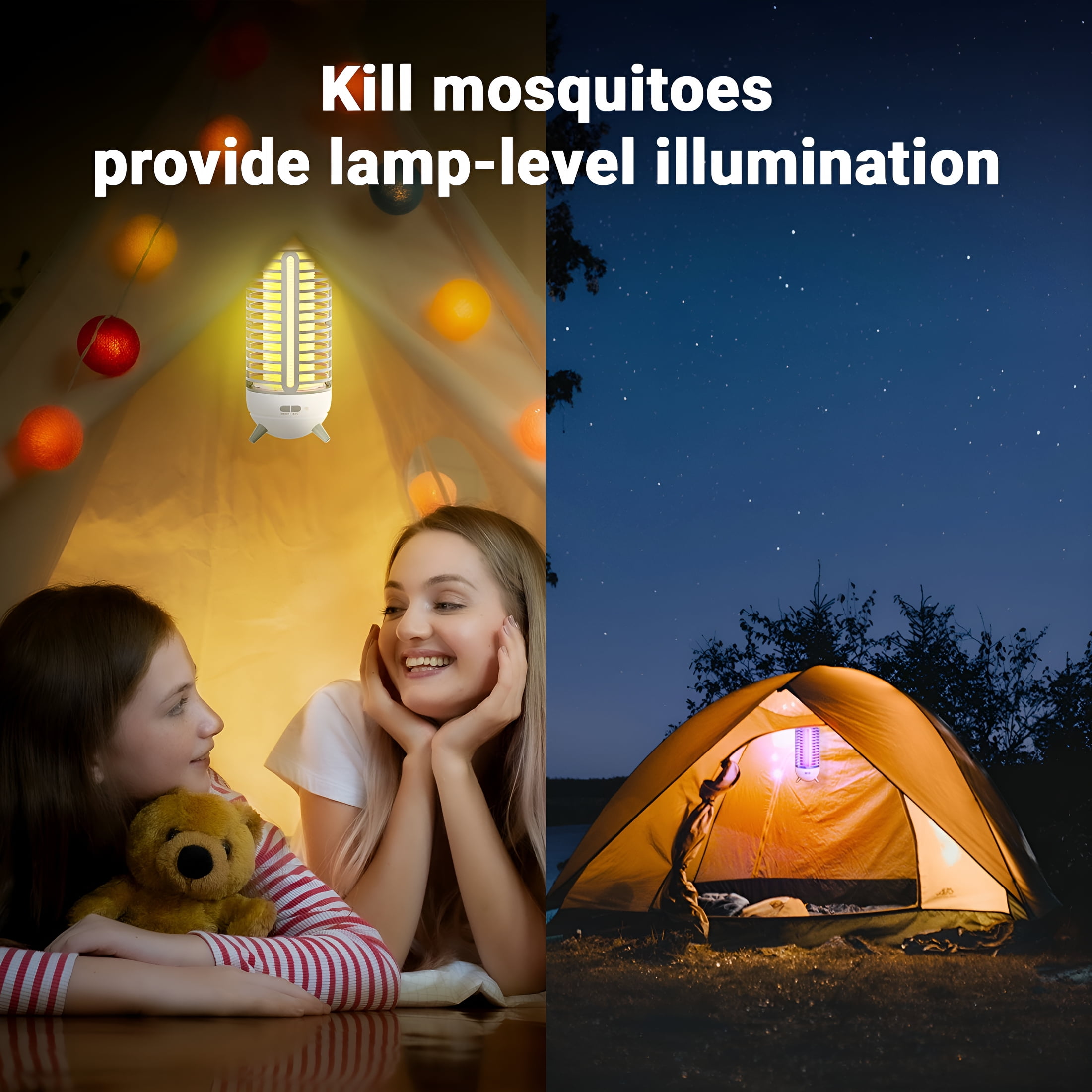 HIBIBUD Bug Zapper & Cordless 2500mAh Fly Zapper Indoor & Outdoor Mosquito Zapper,Portable Bug Zapper,Fly Trap (White)
