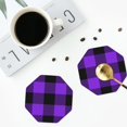 thumbnail image 5 of Balery 6 Pcs Purple Buffalo Plaidleather Coasters Set, Drink Table Cup Coasters For Living Room Kitchen Coffee Decor, 5 of 9
