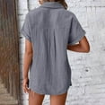thumbnail image 5 of Clearance under 10$ Sevevn Woman Fashion Solid Color Button Pocket Short Sleeve Turndown Collar Blouse Tops Spring Tops for Women Gray S, 5 of 7