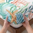 thumbnail image 3 of Twin Sze Fitted Sheet Set - Marine Life 2 Piece Bedding Sets 16" Deep Pocket Fitted Sheet with 1 Pillowcase, Nautical Underwater Coral Shell Starfish Watercolor Brushed Microfiber Hotel Bed Sheets, 3 of 9