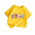 thumbnail image 2 of Delliss Toddler Girls Short Sleeve Cotton Milk tea Print T-Shirts Cute Casual Dressy T Shirt Tops 2-14 Years, 2 of 3