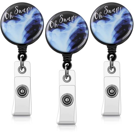 Xylolfsty 4-Pack Iridescent Skeleton Badge Reels - Retractable ID Holder With Alligator Clip, Holographic Skull Design For Nurses, Rad Techs
