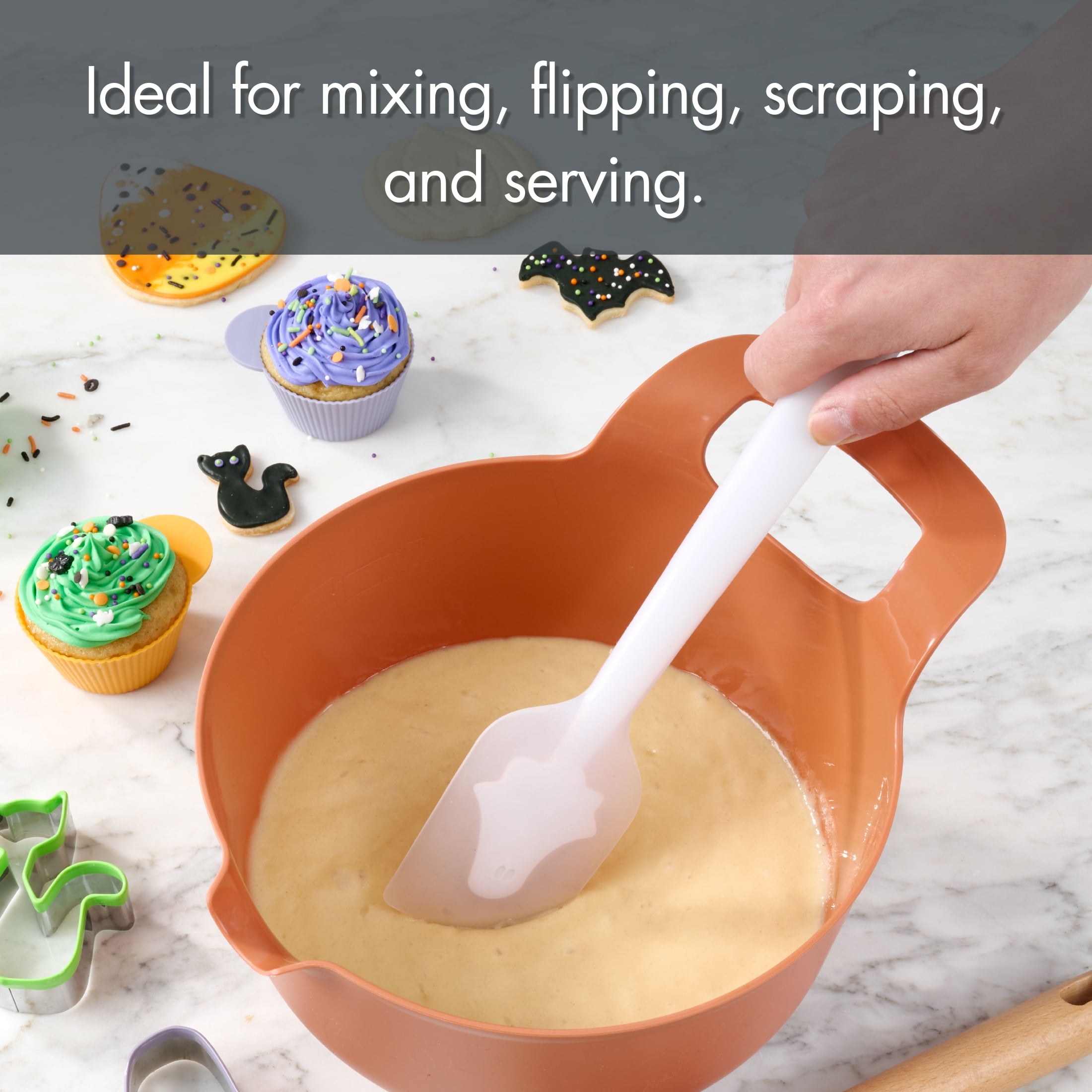 Way to Celebrate 12-Inch Silicone 3D Spatula with Ghost Design in White