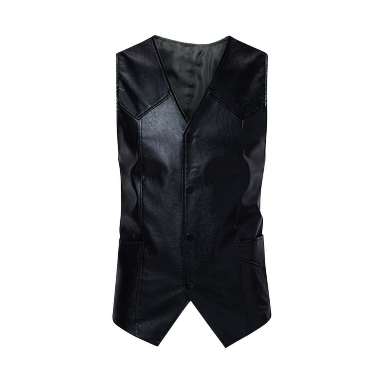 APEXFWDT Men's Leather Vest Casual Western Vest Jacket Lightweight V-Neck Suit  Vest Waistcoat Leather Classic Motorcycle Leather Vest for Men - Walmart.com