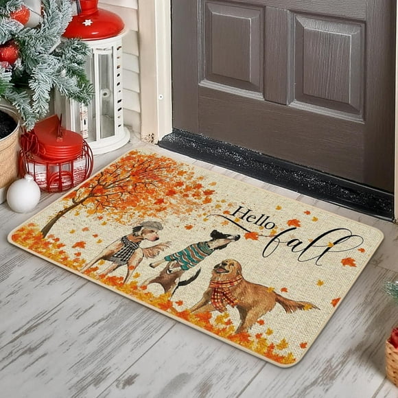 EGNMCR Area Rug, Rugs for Bedroom, Bath Rugs Pumpkin Maple Crystal Velvet Floor Mat Home Entrance Door Mat Thickened Foyer Floor Mat Floor mats