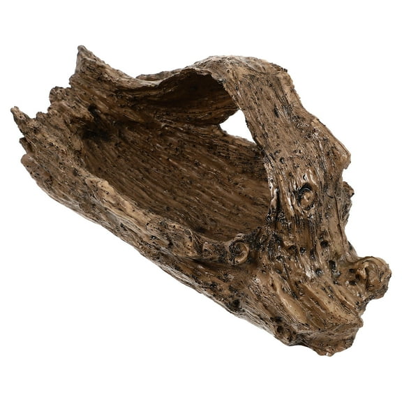 PTOOTP Light Brown Large Diameter Resin Planter Imitation Wood Root Design Succulent Pot for Indoor Room Decorating 1Pc