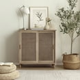 thumbnail image 4 of Art Leon Rattan Sliding Door Accent Cabinet, Gray, Rustic Style, 2 Doors, 4 of 6