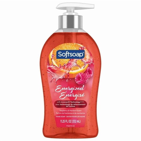 Softsoap Energized Limited Edition Liquid Hand Soap, Seasonal Hand Soap, Paraben Free, pH Balanced, Raspberry and Mandarin Scent, 11.25 fl oz Pump Bottle