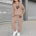 thumbnail image 2 of LRen Toddler Girl Sweatsuit 5t Valentines Bowknot Print Crew Neck Long Sleeve Active Pullover Hoodie Sweatshirt and Jogger Sweatpants Clothing Soft Kids 2pcs Outfits Valentine's Day Suit, 2 of 6