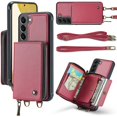 thumbnail image 6 of Dteck Wallet for Samsung Galaxy S23 Case, RFID Blocking Credit Card Slots Zipper Pocket PU Leather Protective Phone Case with Shoulder Lanyard Wristlet Strap for Samsung S23 5G 6.1 Inch,Red, 6 of 10