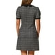 thumbnail image 3 of VESTIDOS CON COLLAR PETER PAN INSPIRADORES PARA MUJERES, VESTIDO DE TWEED DE MANGA CORTA PUFF A CUADROS MINI TALLA M NEGRO, 3 of 6