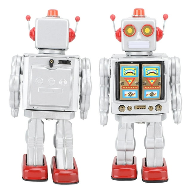 Robot De Juguete De Hojalata De Metal Para Caminar, Figuras Giratorias Eléctricas Con Rotacia De 360 Grados, Modelo Para Colecció, Navidad, Fiesta
