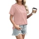thumbnail image 3 of Camisa gris para mujer,Camiseta informal para mujer, manga corta, cuello redondo, tejido de imitación de rejilla, cómoda para uso diario y uso doméstico, sopatenor, 3 of 9