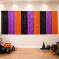 thumbnail image 4 of Mecorevxz Halloween Wavy Foil Fringe Table Skirt Black Orange Purple Mixed Color Metallic Table Curtain Table Decoration and Dessert Table Cover(B), 4 of 9