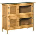 thumbnail image 1 of PawHut Solid Wood Rabbit/Bunny Hutch with 2 Large Main Rooms, Protection from UV Rays and Water, and Firm Cage, Yellow, 1 of 10
