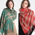 thumbnail image 2 of Bufanda de invierno cálida y gruesa de lujo con diseño de marca estampada para mujer, chal de pashmina de cachemira, bufandas con borlas, bufanda de punto, manta, 2 of 5