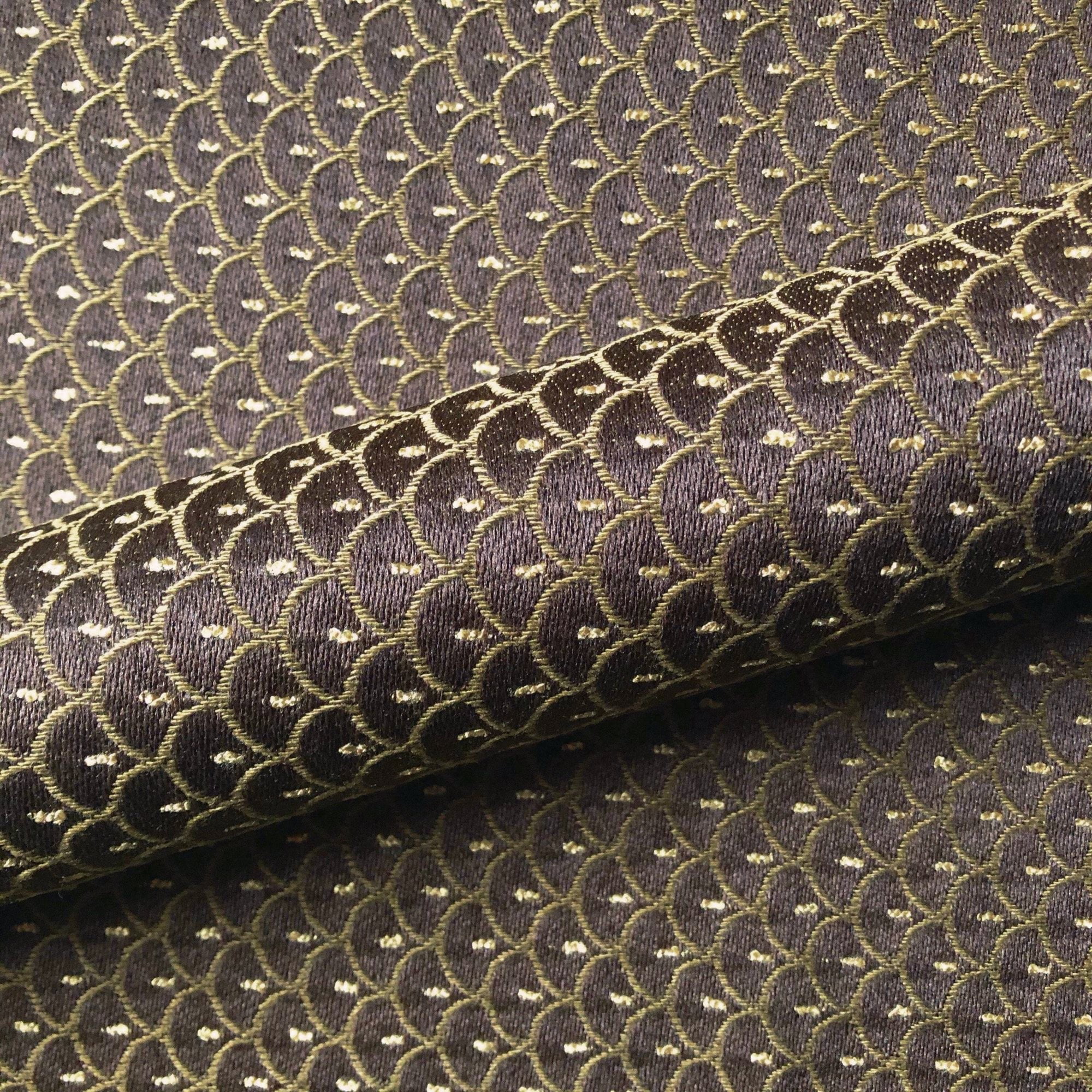 Brown Art Deco Scalloped Upholstery Fabric 54' by the Yard