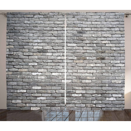 Grey Curtains 2 Panels Set, Image of an Aged Old and Rough Brick Wall Obsolete Concrete Structure with Ragged Surface, Window Drapes for Living Room Bedroom, 108W X 84L Inches, Grey, by (Best Structured Wiring Panel)