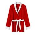 thumbnail image 2 of renvena Men's Velvet Christmas Robe Xmas Party Holiday Santa Claus Kimono Bathrobe Shawl Sleepwear, 2 of 7