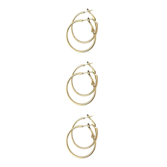Minnieouse 1 par de suministros de joyería, aro grande de Color acero sin orificio para la oreja, pendiente para mujer, portátil con orificio Type1 NO1