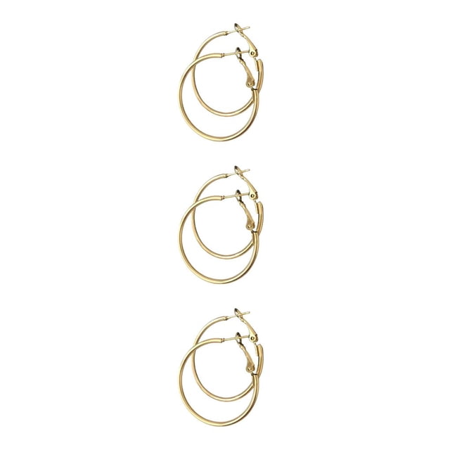 Minnieouse 1 par de suministros de joyería, aro grande de Color acero sin orificio para la oreja, pendiente para mujer, portátil con orificio Type1 NO1