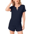 thumbnail image 4 of Coerni Girls Summer 2 Piece Outfits Short Sleeve T Shirts Top and Shorts Clothing Sets with Pockets Teen Crewneck Button Sweatsuit, 4 of 9