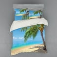 thumbnail image 1 of Ambesonne Landscape Bedding Set 4 Pcs, Tropic Botanic Image, Queen, Sky Blue Cream, 1 of 3