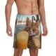 thumbnail image 2 of Balery Relaxing Cat With Orange Juice Pantalones cortos de pijama de punto de algodón para hombre con cinturilla y bolsillos-X-Large, 2 of 6