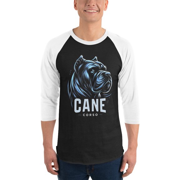 Cane Corso 3/4 sleeve raglan shirt (Black/White, XS)