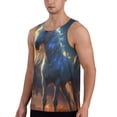 thumbnail image 2 of Gukieu Starry Light White Horse Print Men's Quick Dry Fitness Vest, Round Neck Sleeveless Fitness Bodybuilding Top-Small, 2 of 7
