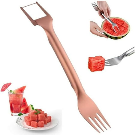 

Forks Clearance! Zhouzou Watermelon Cutter Slicer Fruit Tool 2 In 1 Stainless Steel Watermelon Cube Cutter Melon Fork Slicer Head Watermelon Cuber Cutting Tool Fork*1