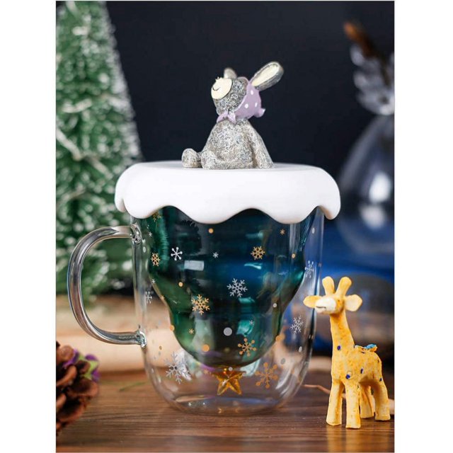 Linda taza de café de Navidad, taza de té, taza de leche, vasos de doble pared con aislamiento, taza de café expreso, la mejor Navidad para mujeres, hombres, niños, oficina y personal Zhivalor DLM478