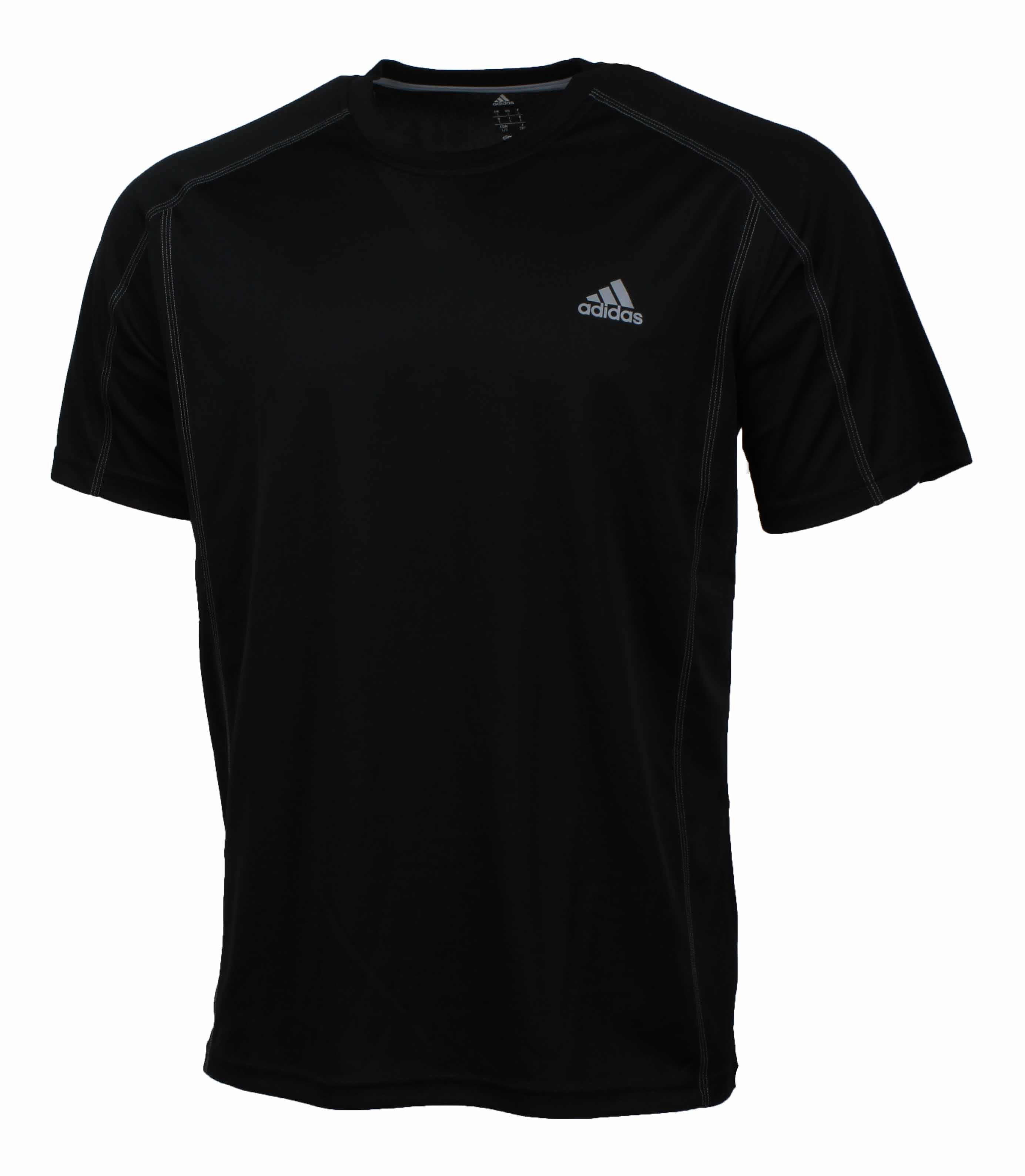 Adidas Mens Short Sleeve Poly Climalite T-Shirt (Black/Grey, Medium ...