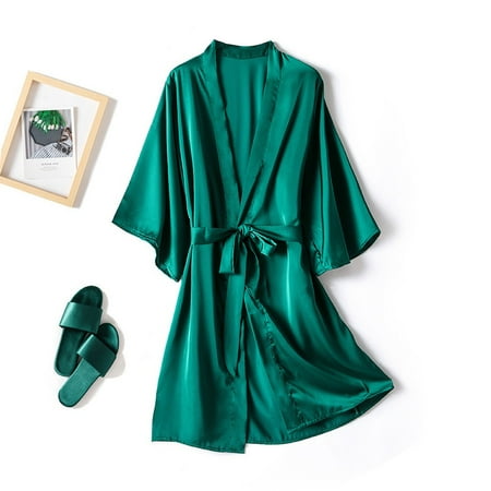 

MIARHB New Satin Silk Pajamas Women Lingerie Robes Underwear Sleepwear Sexy