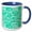 Blue/White, variant on 3drose, Retro Modern White Squares on Green Turquoise, 11oz Magic Transforming Mug