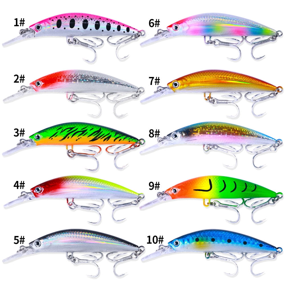 HENGJIA Fishing Lures, Jerkbait for Bass Fishing Minnow Lure Set, Fishing Plugs Hard Baits Long-Distance Casting Swimbaits for Trout Bass Perch Fishing,10pcs