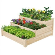 Alden Design 3 Tier Wood Raised Garden Bed Wood Elevated Flowers Vegetables Planter