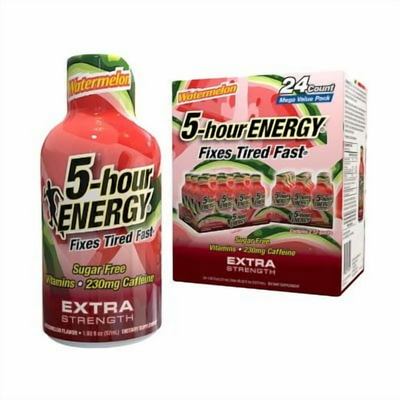 5-Hour ENERGY Shot, Extra Strength, Watermelon, (1.93 Oz, 24 Pk.) by 5-hour Energy