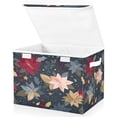 thumbnail image 2 of Storage Box With Lid 16.5x12.6x11.8In Foldable Stacked Household Storage Box Colorful Christmas Flowers, 2 of 7