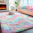 thumbnail image 4 of Fluffy Soft Plush Washable Area Rugs for Girls Bedroom Shaggy Rugs for Kids Playroom Princess Fuzzy Nursery Rug for Baby's Toddler's Room Cute Room Decor for Teenage 5x8 Ft Rainbow, 4 of 5