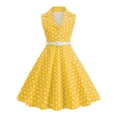 thumbnail image 3 of JAJAHO Girls Vintage Dresses Polka Dot 50S Girl Dress Summer Sleeveless Notched Lapel Flowy Swing A-Line Midi Dress Formal Party Wear For Kids 3-8Y, 3 of 3