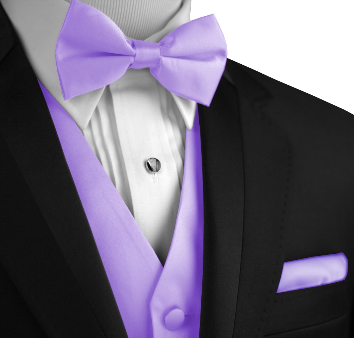 Vest Lavender Full Back Bow Tie Matte Satin Tuxedo Dance Steampunk Pocket 