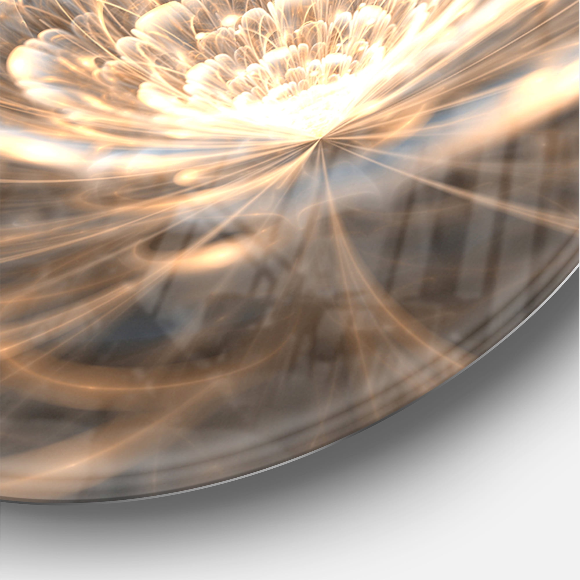 Designart 'Fractal Flower with Golden Rays ' Modern wall clock